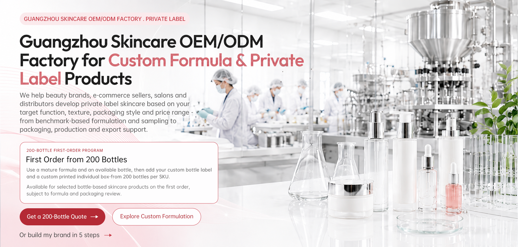 Instalação especializada de fabricação terceirizada de produtos para cuidados com a pele